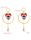 Fashion Red Eye Drop Pearl Stud Earrings