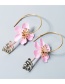 Fashion Pink Leaf Eternal Flower Ear Studs