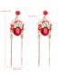 Fashion Red Facebook Crown Tassel Earrings