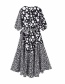Fashion Black Colorblock Floral Print Wrap Dress