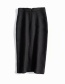 Fashion Black Woolen Single-breasted Midi Skirt