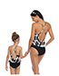 Fashion Green Leaf Siamese Printed Knotted Parent-child One-piece Swimsuit Adult