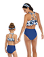 Fashion Blue Ball Hollow Lotus Leaf Parent-child Bikini Children