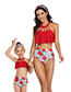 Fashion Red Hollow Hollow Ruffle Parent-child Bikini Adult