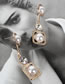 Fashion Golden Alloy Hollow Square Diamond Earrings