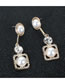 Fashion Golden Alloy Hollow Square Diamond Earrings