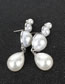 Fashion White K Drop-shaped Alloy Inlaid Pearl Earrings