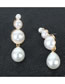 Fashion Golden Drop-shaped Alloy Inlaid Pearl Earrings
