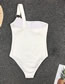 Fashion White One Shoulder Ring One Piece Swimsuit