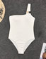 Fashion White One Shoulder Ring One Piece Swimsuit