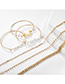 Fashion Golden Crushed Stone Pearl Crescent Horn Horn Bracelet Set Of 6
