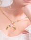 Fashion Red Oil Drop Bead Chain Crescent Diamond Necklace