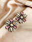 Fashion Champagne Alloy Diamond Flower Stud Earrings