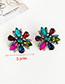Fashion Pink Alloy Diamond Flower Stud Earrings