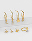 Fashion Golden Lightning Diamond Star Moon Stud Earrings Set