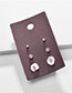 Fashion Beige Pearl Shell Diamond Stud Earring Set