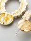 Fashion Golden Pearl Rhinestone Oval Pierced Earrings