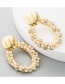 Fashion Golden Pearl Rhinestone Oval Pierced Earrings