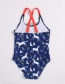 Fashion Navy Printed Horse And Rabbit One-piece Swimsuit