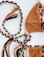 Fashion 6022 Leopard Leopard Woven Rope Contrast Stitching Straps Tassel Triangle Bag Split Swimsuit