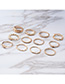 Fashion Golden Irregular Geometric Set With Water Drops Rings