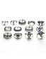 Fashion Silver Turtle Love Crown Flower Geometric Rings Set