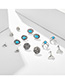 Fashion Silver Sapphire Fishtail Crescent Cactus Scallop Earrings Set