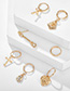 Fashion Golden Love Cross Set With Diamonds Earrings