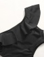 Fashion Black Pure Color Decorated Swimwear