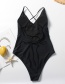 Fashion Black Missing Back Lanyard Letter Printed Siamese Swimwear
