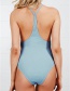 Fashion Blue Bubble Cloth Pleated Lace One-piece Swimwear