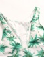 Fashion White Plant Print Beauty Back Siamese Swimwear