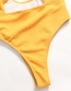Fashion Yellow Open Chest Leak Back Conjoined Swimwear