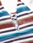 Fashion Color Open Chest Leak Back Stripe Printed Conjoined Swimwear