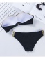 Fashion Black Contrast Stitching Tube Top With Split Back Swimwear