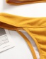 Fashion Yellow Striped Word Shoulder Split Bikini