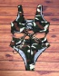 Fashion Green Camouflage Print Cutout Swimwear