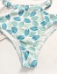 Fashion Blue Printed High Waist Halter Cutout Bikini