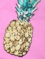 Fashion Yellow Pineapple Sequins Branded Leaky Back Reflective Conjoined Swimwear