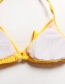 Fashion Yellow Printed Back Split Bikini