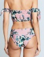 Fashion Pink Printed Bandeau Shoulder High Waist Split Bikini