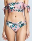 Fashion Pink Printed Bandeau Shoulder High Waist Split Bikini