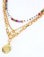 Fashion Golden Alphabet Portrait Natural Stone Multilayer Necklace