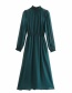 Fashion Dark Green Small Pleated Ruffle Dress