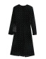 Fashion Black Sequined Velvet V-neck Lace-up Dress