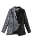 Fashion Black Plaid Printed Stitching Lapel Suit