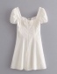 Fashion White Square Collar Embroidered Lace Dress