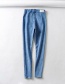 Fashion Gray Washed Zip Stretch Jeans