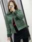 Fashion Green Fur One Collar Jacket