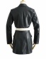 Fashion Black High Waist Faux Leather Short Top + Skirt Set